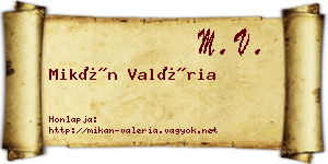 Mikán Valéria névjegykártya